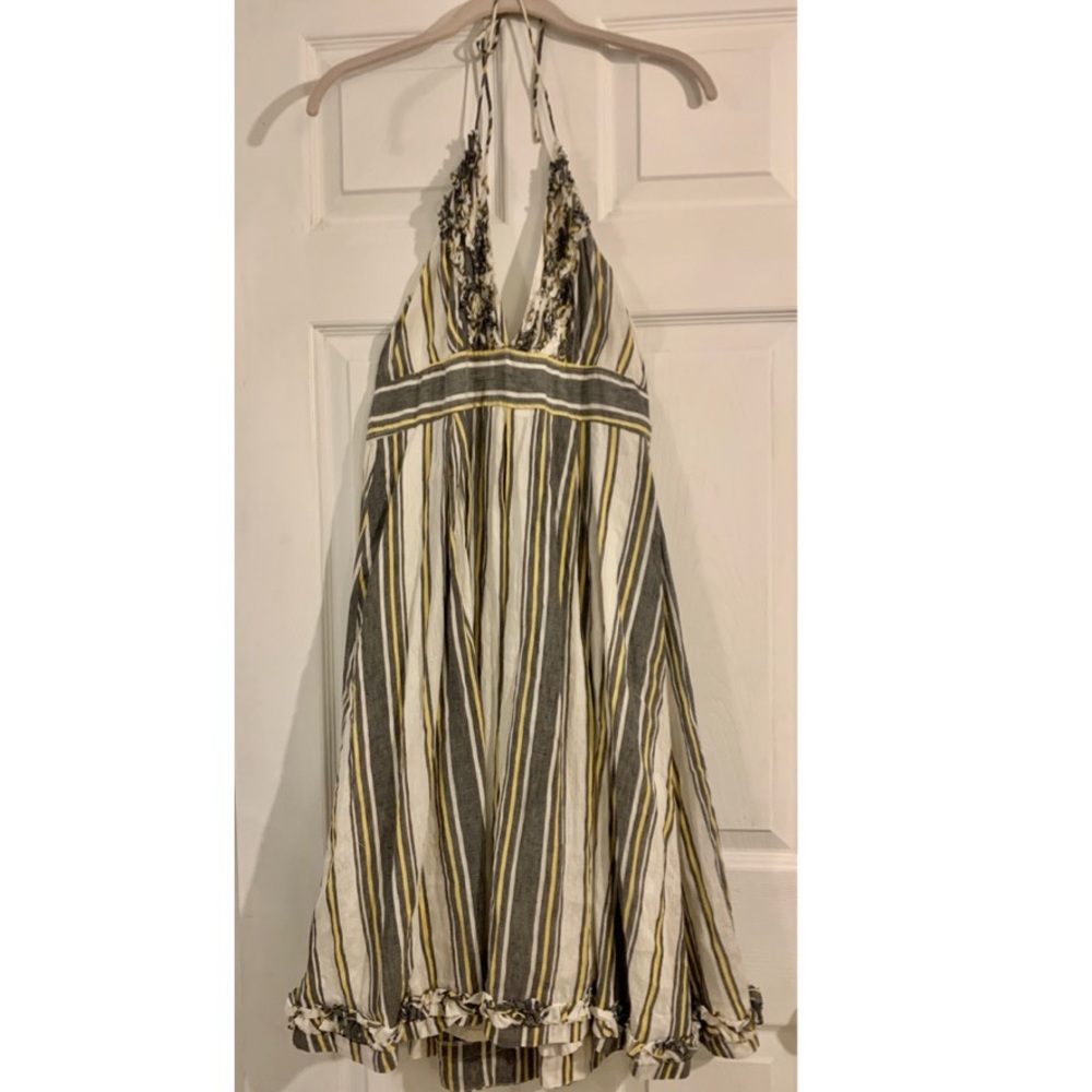 J. Crew Sylvan Linen Ruffle Halter Dress